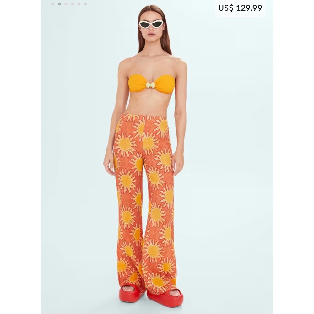 *NWT* Mango Wide Leg Linen Pants - Sun Print
